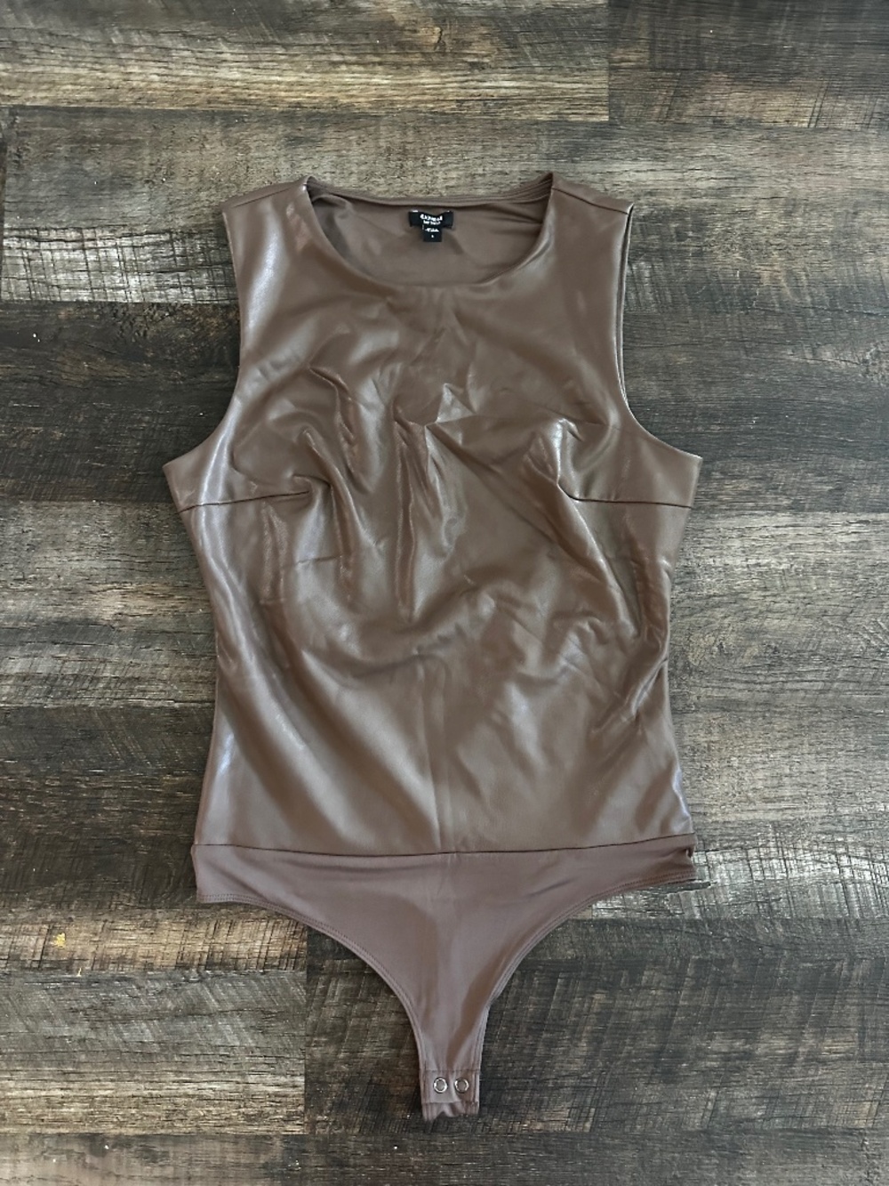 Express Women's Brown Leather Bodysuit